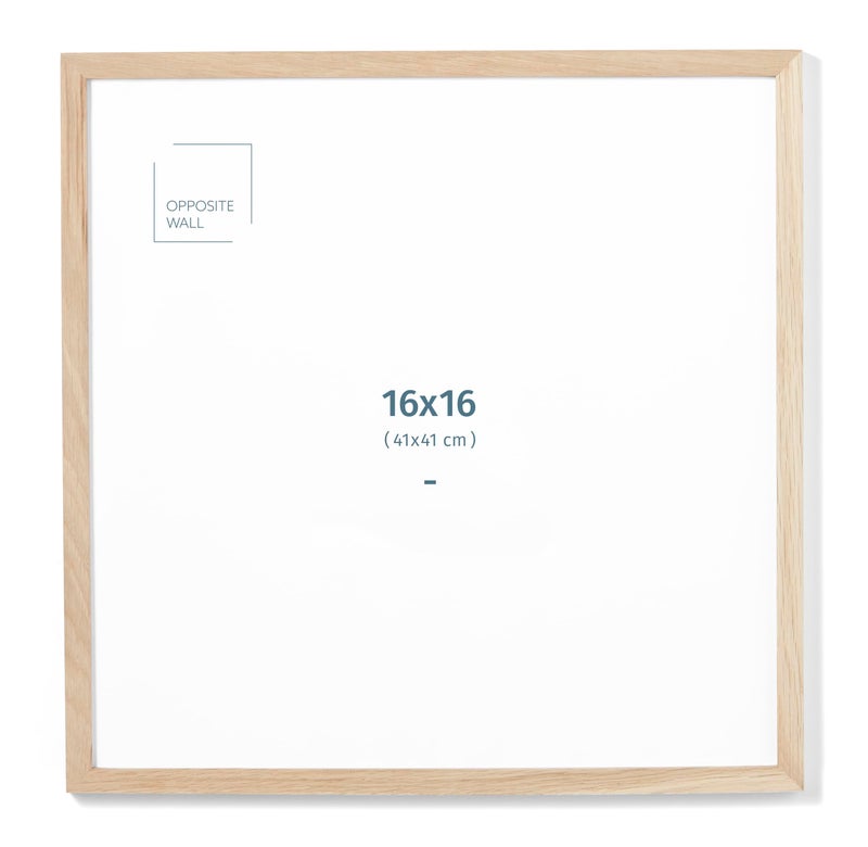 Opposite Wall - 16x16 in - Natural Solid Oak Wood Picture Frame - Lightweight, Versatile & Shatterproof - Wall Hanging Poster or Photo Frame - Wall Decor for Office, Gallery & Home - Image 1
